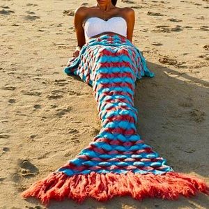🎁New Mermaid Tail Blanket Crochet Mermaid Blanket for Adult